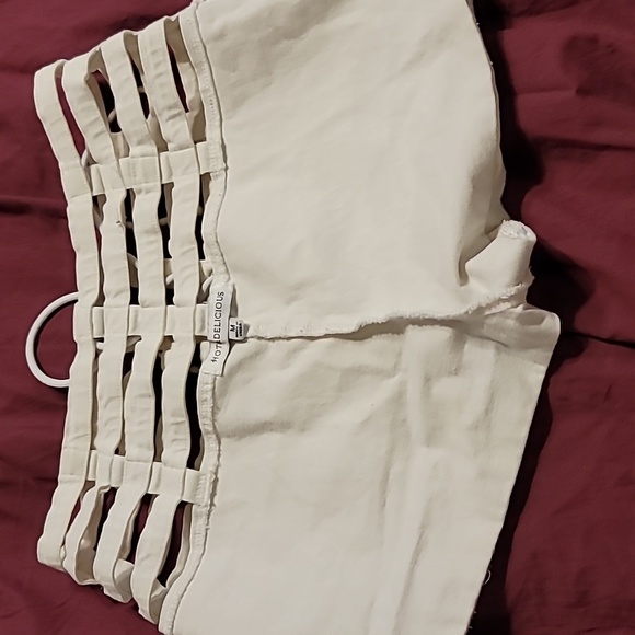 Y2K VINTAGE Birdcage adjustable waist Couture white sexy shorts swim coverup - Picture 6 of 7
